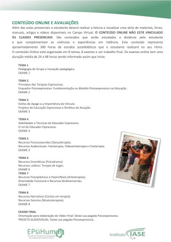 MESTRADO IASE EDUCADOR EXPRESSIVO materias estudadas