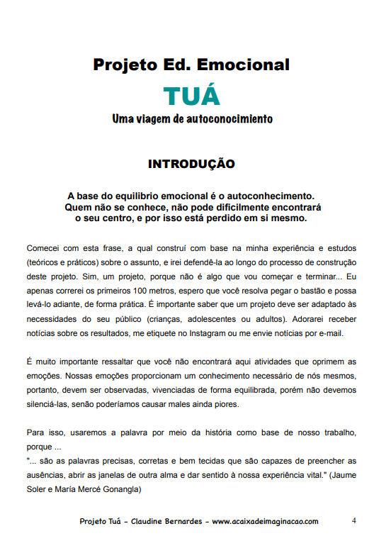 Projeto educação emocional autoconceito TUÁ